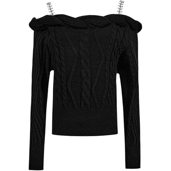 mistreass Open Shoulder Knit Top ブラック Open knit bodysuit Black / Gray For Women | Maje