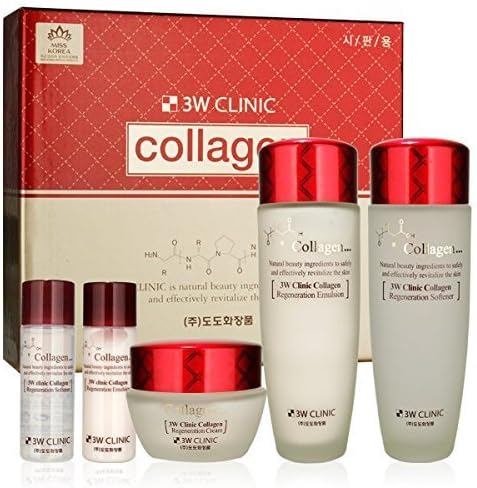 3W Clinic Collagen Skin Care 3 Set : Softener(150ml),Emulsion(150ml),Cream(60ml),Softener(30ml),Emulsion(30ml) by 3W Clinic
