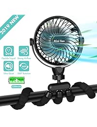 Ventilador portátil de mano, USB o 2000 mAh, alimentado por batería, ventilador de escritorio para bebé con trípode flexible, ventilador personal recargable ajustable de 3 velocidades para actividades en interior camping viaje o al aire libre