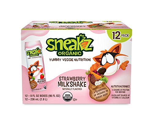 Sneakz Organic Strawberry Milkshake with Yummy Veggie Nutrition (Pack of 12)