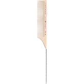 Cricket Silkomb Pro-50 Fine Tooth Rattail Comb for Hair &ndash; Precision Styling Tool with Seamless Teeth &amp; Metal Tail for Sectioning, Weaving, and Smooth Detangling, Ideal for Professional Use