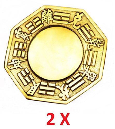 Borispaper Feng Shui 2 x Pieces Bagua Metal Brass Mirrors 3.43 Inch Convex (2)