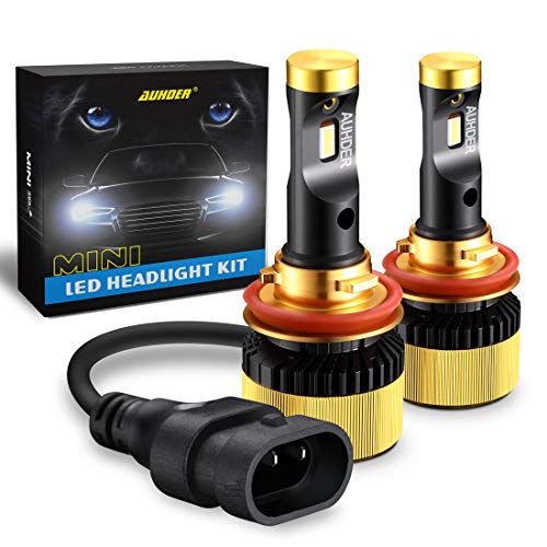 H11 H8 H9 LED Headlight Bulbs CREE-Chips MINI Size 12,000Lm 6000k AUHDER All-in-One Super Bright Conversion Kit White Pack of 2