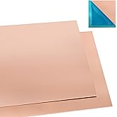 2 Pcs 99.9%+ Pure Copper Sheets, 4" x 4", 24 Gauge Thickness Copper Plates | 99.9%+ Pure Copper Sheets for Crafts, 102 x 102 x 0.5mm, No Scratches, Film Attached