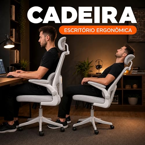 Laruno Cadeira de Escritório Presidente Madri Ergonômica Giratória Reclinável com Apoio de Pés Cadeira Gamer Diretor Suporte Lombar Estofada Braço Articulado Conforto Premium Suporta até 200kg