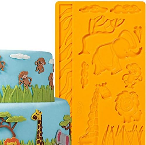 Zoo Animals Jungle Tree Clouds Silicone Mould Party Cake Decor Icing Baking UK