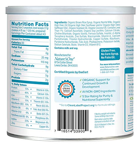 Baby's Only Dairy Toddler Formula - Non GMO, USDA Organic, Clean Label Project Verified, Value Size (Single Can), 26.1 oz