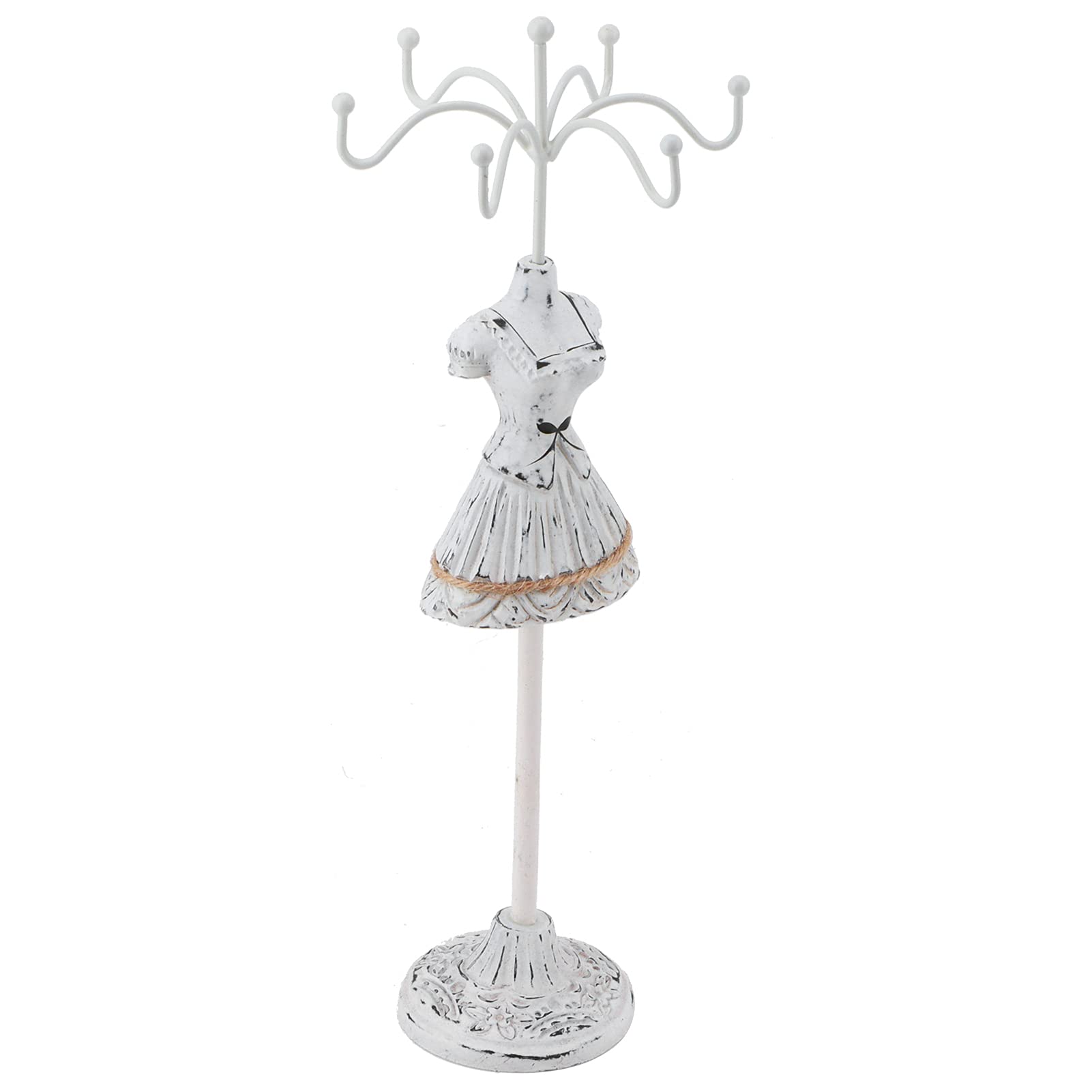 Necklace Stand Jewelry Organizer, Display Stand Jewelry Holder Display Necklace Earrings Storage Polyresin Doll Stand with Detachable Bracket Earrings and Ring Display Rack for Women and Girl(#1)