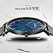 Tonnier Black Slim Stainless Steel Mesh Strap Mens Watch Ocean Depths Blue Watch Face