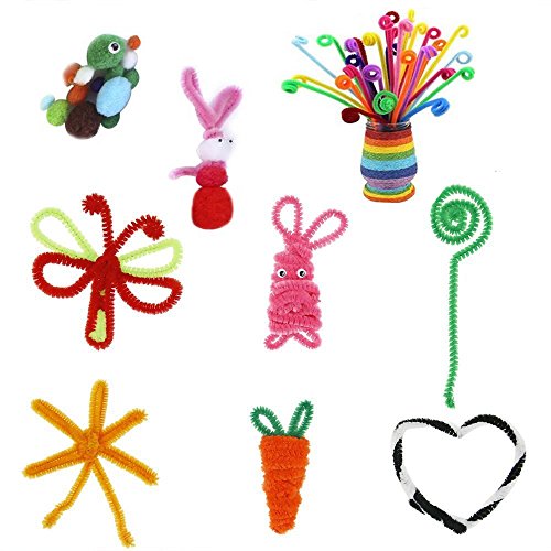 Pipe Cleaners Craft Set Meiso 500 Pcs Craft Supplies Including 100 Pcs Chenille Stems with 250 Pcs Pom Poms Craft and 150 Pcs Wiggle Googly Eyes Self Adhesive Assorted Colors Sizes for DIY Art Craft - Thumbnail 2