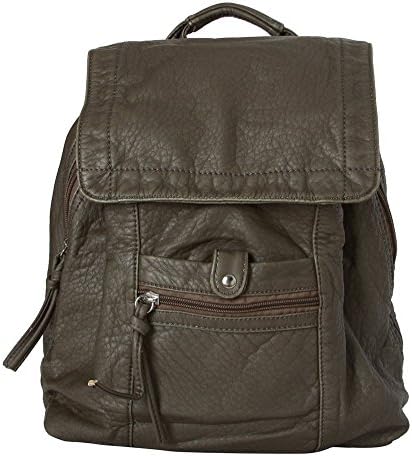 "Didier" Multipocket Soft Hipster Rucksack Backpack - Grey