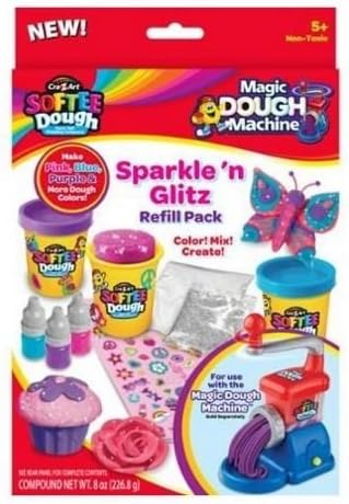 Cra-Z-Art Softee Dough Magic Dough Maker Refill Bundle of 2: (1) Sparkle 'n Glitz Refill Pack + (1) Hot 'n Bright Refill Pack
