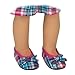 Hot Pink & Teal Plaid Shoes & Black Jeweled Flat Made by Sophia's, Fits 18 Inch American GIrl Dolls
