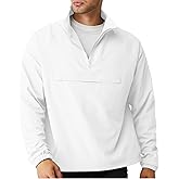 Aulemen Men's Casual Quarter Zip Pullover-Athletic Windbreaker Lightweight Jackets Hiking Golf for Men Mock Neck with Pockets