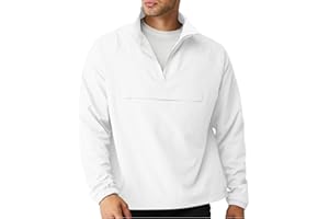 Aulemen Men's Casual Quarter Zip Pullover-Athletic Windbreaker Lightweight Jackets Hiking Golf for Men Mock Neck with Pockets
