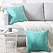 Top Finel Decorative Throw Pillow Covers with Pom Poms Soft Particles Velvet Solid Cushion Covers 18 X 18 for Couch Bedroom Car, Pack of 2, Teal