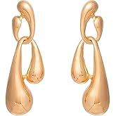 Irregular Waterdrop Earrings for Women Liquid Metal Earrings Thick Hypoallergenic Dangle Earrings Gold Statement Earrings Jewelry Gifts