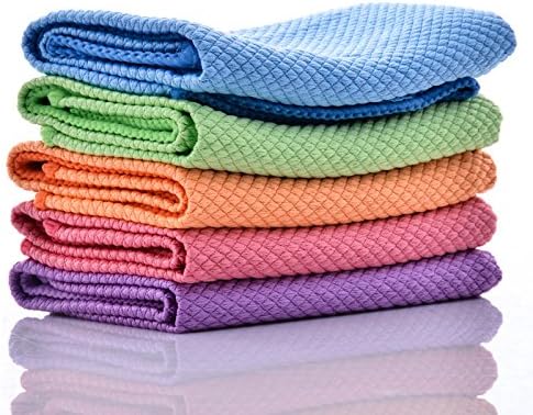 Hegogo-Microfiber Cloths Car Towel 5 Colors, 10-Pieces.HIGH ABSORBENT, LINT-FREE, STREAK-FREE, For Kitchen, Car, Windows (10)