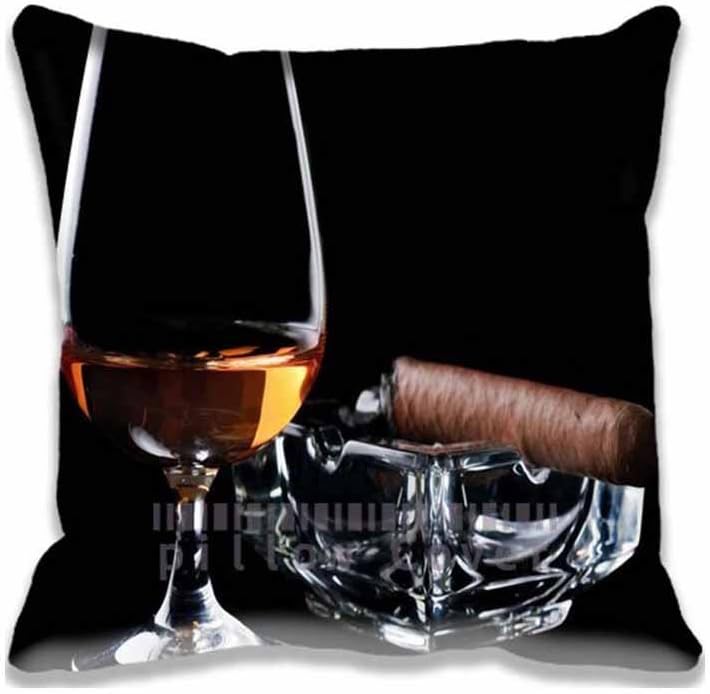 Custom Brandy And Cigar Throw Pillow Cases Gift - Modern Food and Drink and Lovely Cushion Covers Cotton Polyester Two Sides Size 40x40 CM