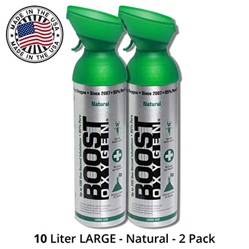 95% Pure Oxygen Supplement, Portable Canister of Clean Oxygen, Increases Endurance, Recovery, Mental Acuity and Performance (10 Liter Canisters, 2 Pack, Natural)