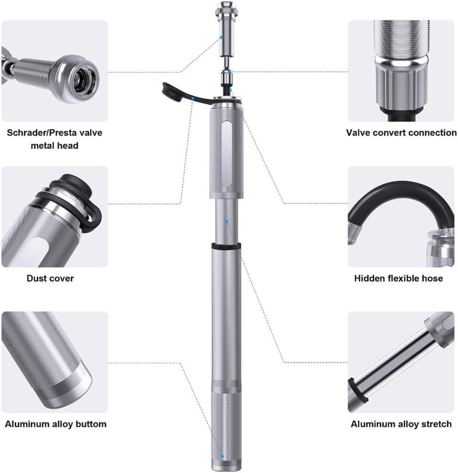 zgrmzql Portable Bike Tire Pump Mini Bicycle Schrader Presta Pump for Road, Mountain and BMX Bikes : Sports & Outdoors