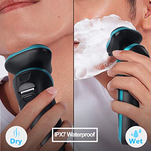 Rechargeable Electric shaver for men, with upgraded razor, LCD screen, pop-up trimmer, wet and dry use (Power adapter and travel case included) - Thumbnail 2