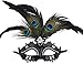 Coxeer Masquerade Mask Halloween Mask with Peacock Feather Black Party Mask