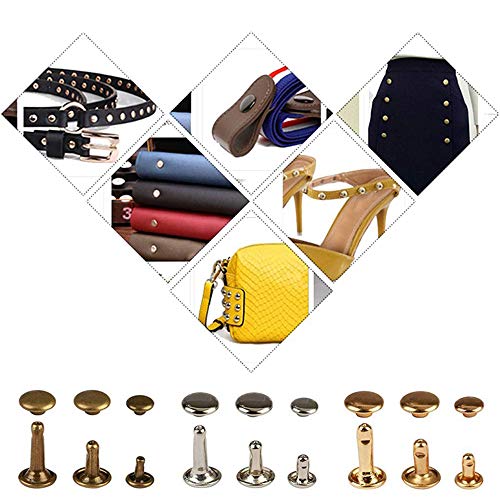 360 Sets Leather Rivets, Double Cap Rivets for Fabric, with Setting