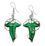 Cyqun Lord of the Rings Elves Green Leaf Earrings,Elf Earrings