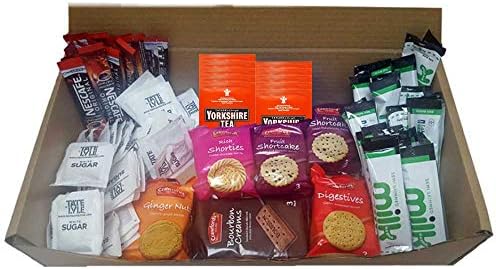 Tea & Coffee Welcome Pack - New Home Students B&B Hotel Holiday Pack Biscuits Sugar Milk (Yorkshire Tea & Nescafe Original)