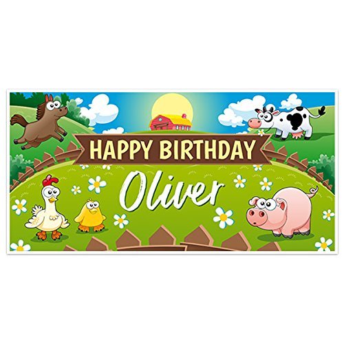 Amazon Com Farm Animals With Fence Birthday Banner Party