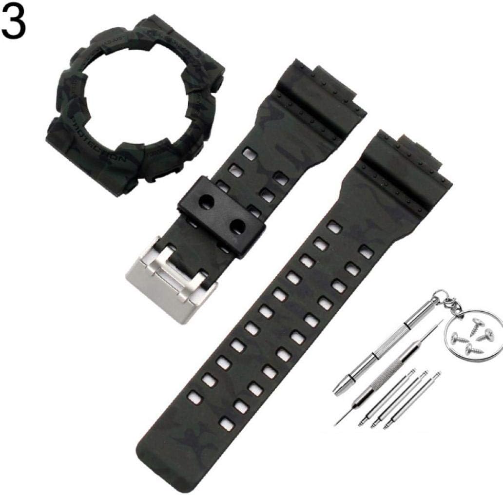 Replacement Watch Strap Protective Case for Casio G-Shock GA-110 GA100 GD-120 - Camouflage Black