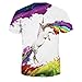 Hand Painted Unicorn Short Sleeve Cotton T-shirt for Lover's Summer T-shirts , (XL=US L)