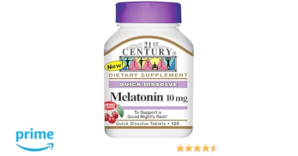 21st Century, Melatonin, Cherry Flavor, 10 mg, 120 Quick Dissolve Tablets - 2pc