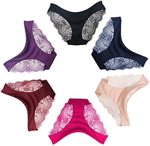 Womens Sexy Briefs Underwear Floral Cute Cotton Lace Thong Ladies Boyshort Panties Hipster Pack Of 6 Medium