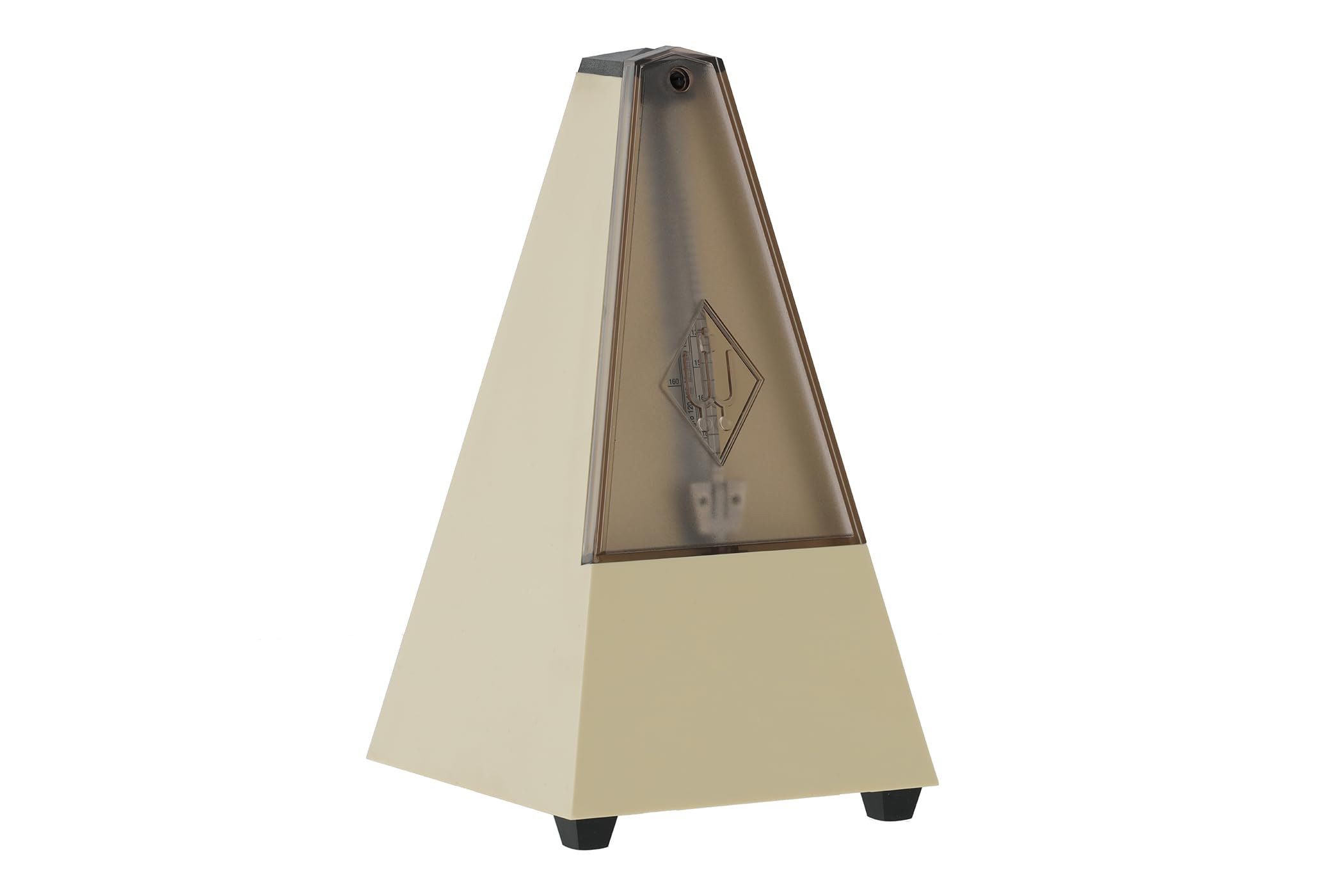 Wittner Metronome Taktell Pyramid Shape System Maelzel Series 800K - Plastic casing - Without bell - With plexiglass lid - Ivory coloured - Mechanically wound - No batteries required - Made in Germany