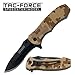 TAC Force TF-800DM Spring Assist Folding Knife, Black Half-Serrated Blade, Desert Camo Nylon Fiber Handle, 4-1/2-Inch Closed