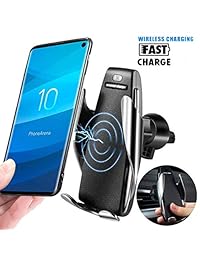 Soporte de cargador de coche de sensor inteligente inalámbrico, IR Detección automática Sujeción 10 W Soporte de montaje de ventilación de aire de carga rápida para iPhone Xs Max   XR   X   8 8 Plus Samsung S9   S8   Note8 (Negro)