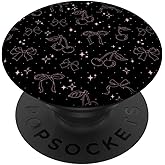 Black Pink Cherry Bow Pattern PopSockets Adhesive PopGrip