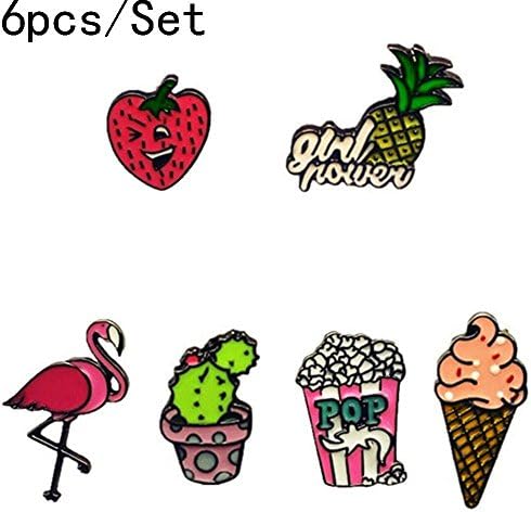 Tongyide Cute Hot Sale Gifts 6pcs/Set Ice Cream Cactus Flamingo Badge Cloth Decoration Brooch Collar Pin