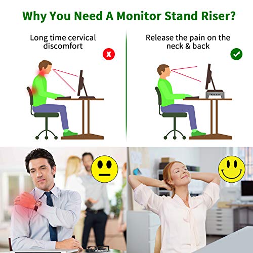Monitorständer für Computerbildschirme-Computer Stand Riser mit USB-Anschlüssen-Monitor Riser mit iPad-Halter und Kabelmanagement