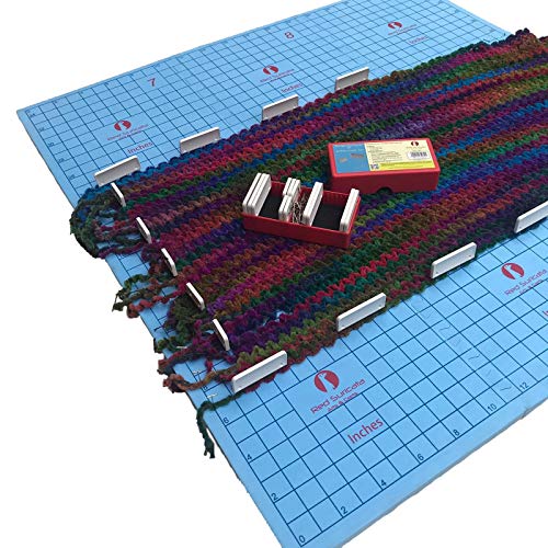 Red Suricata Knit Blocking Bundle - Extra Thick Blocking Mats for Knitting Set & Knit Blocking Comb Set (25 Combs and 100 T-pins) all in one Combined Storage Bag - For Knitting & Crochet (Inches Grid)