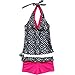 iEFiEL Girls Summer Swim Geometric Two Piece Halter Tankini Bathing Suit (15-16, Hot Pink)