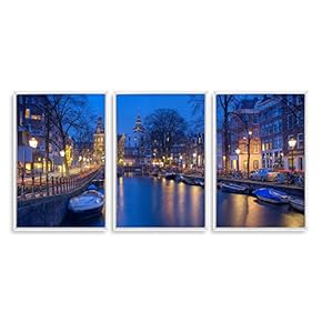 3 Piece Framed Canvas Wall Art for Living Room, Bedroom Italy City Landscape Canvas Prints for Modern Home Decoration Ready to Hang - 16"x24"x3 Panels