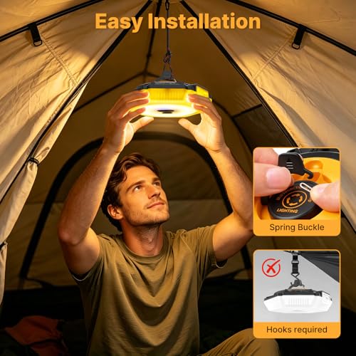 GAEEP Camping String Lights, 10M Retractable Fairy Lights with 7 Lighting Modes, USB Rechargeable 2-in-1 Camping Lantern and String Lights, Waterproof Tent Lights for Camping, Garden, Party