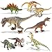 QuadPro Dinosaur Toys Sets for Kids, 8 Piece Jumbo Plastic Dinosaurs Figures Include Saurophaganax, Brachiosaurus, Velociraptor, Triceratops, T Rex and More, STEM Toys for Boys and Girls