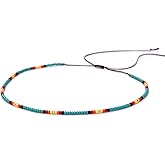 Beaded Choker Necklace for women and Teen Girls, Boho Bohemian Adjustable Colorful Seed Beads Necklace, Handmade Native American Style Jewelry by TRIBES