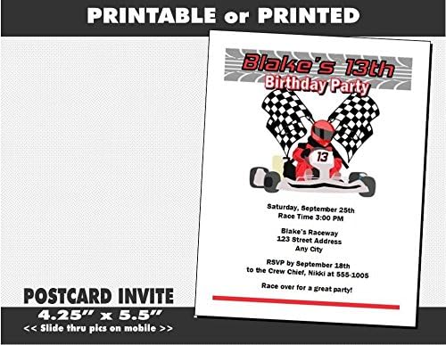 Go Kart Racer Birthday Party Invitation, Printable or Printed Option