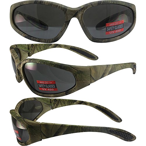 Global Vision Eyewear Forest 1 Series Safety Glasses with Matte Camo Pattern Frames and Smoke Lenses