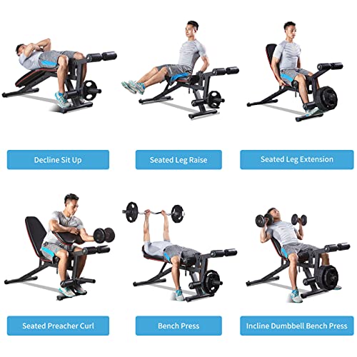 HARISON Adjustable Weight Bench with Leg Extension and Preacher Pad